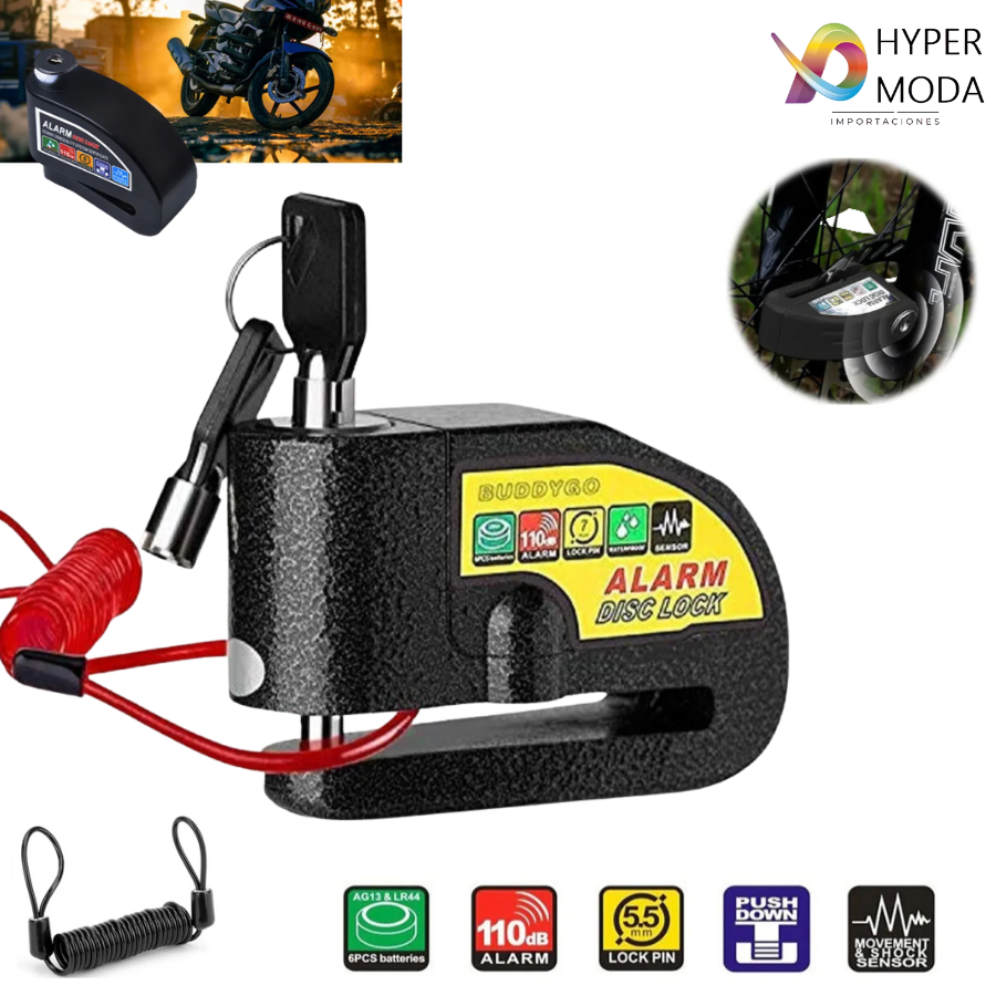 Candado de Alarma para Motocicleta – Bloqueo de Disco con Alarma